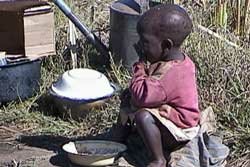 Malawi child with food dish